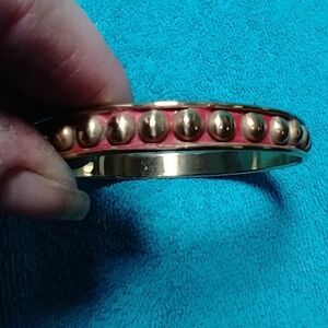 Gold brass and red bangle Bracelet vintage